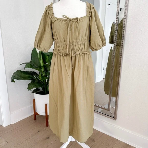 knee length dresses for ladies Isn't It Romantic Maxi Peasant Dress Teal / S main image 0